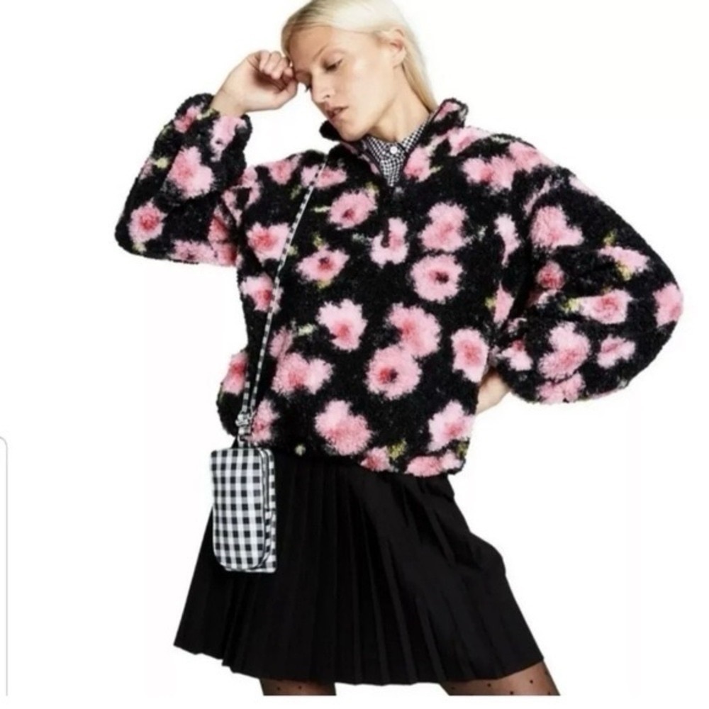 New Sandy Liang X Target Floral Half Zip Sherpa Long Sleeve Top Xxs — image 7 of 8